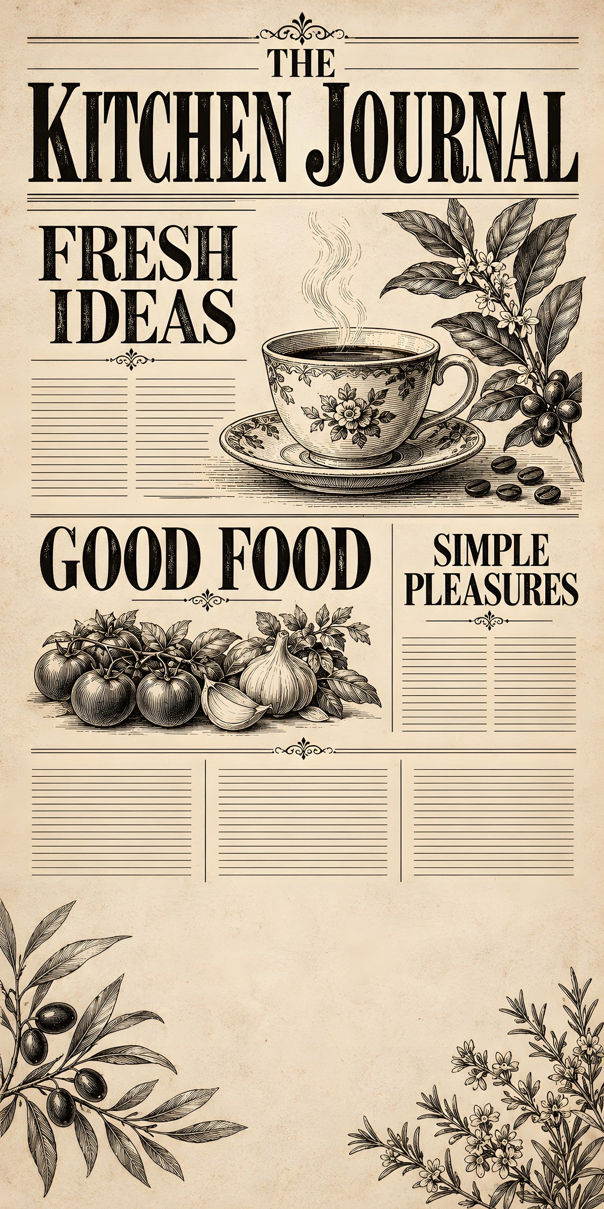 Vintage Kitchen Newspaper fridge wrap full design