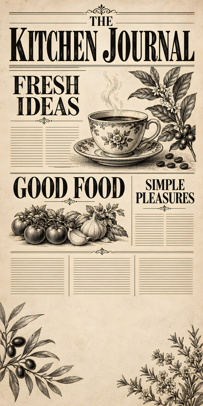 Vintage Kitchen Newspaper fridge wrap full design