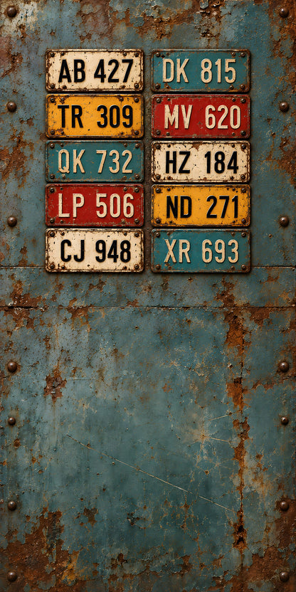Vintage License Plates fridge wrap full design