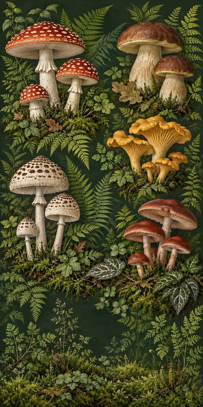 Vintage Mushrooms fridge wrap full design