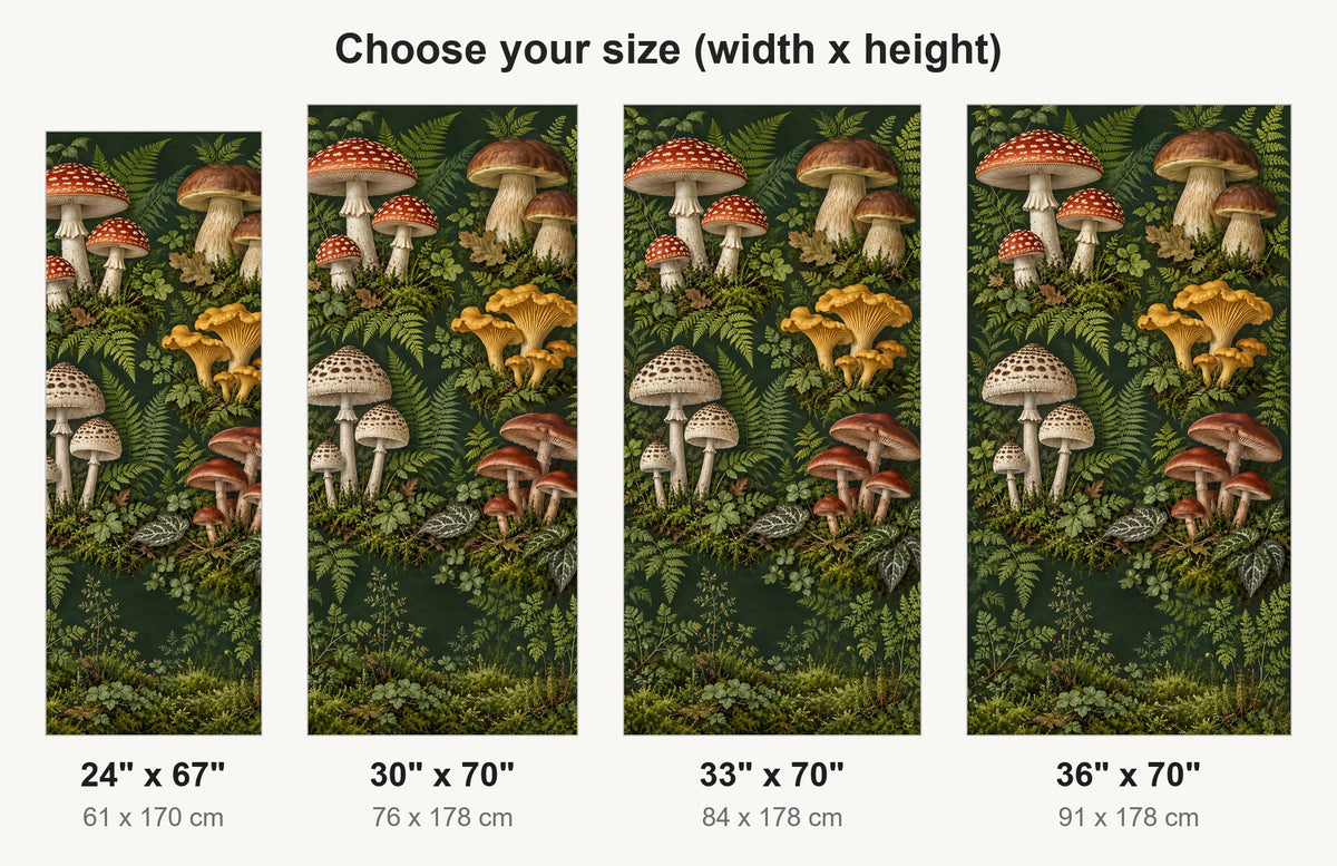 Vintage Mushrooms fridge wrap available sizes 24, 30, 33 and 36 inch