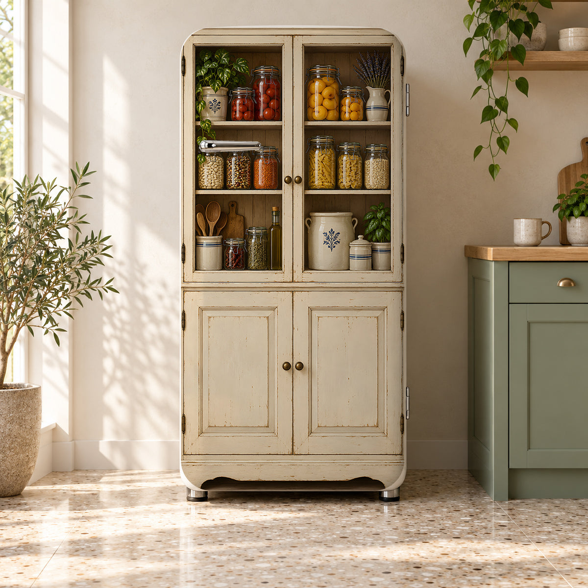 Vintage Pantry fridge wrap on a retro refrigerator