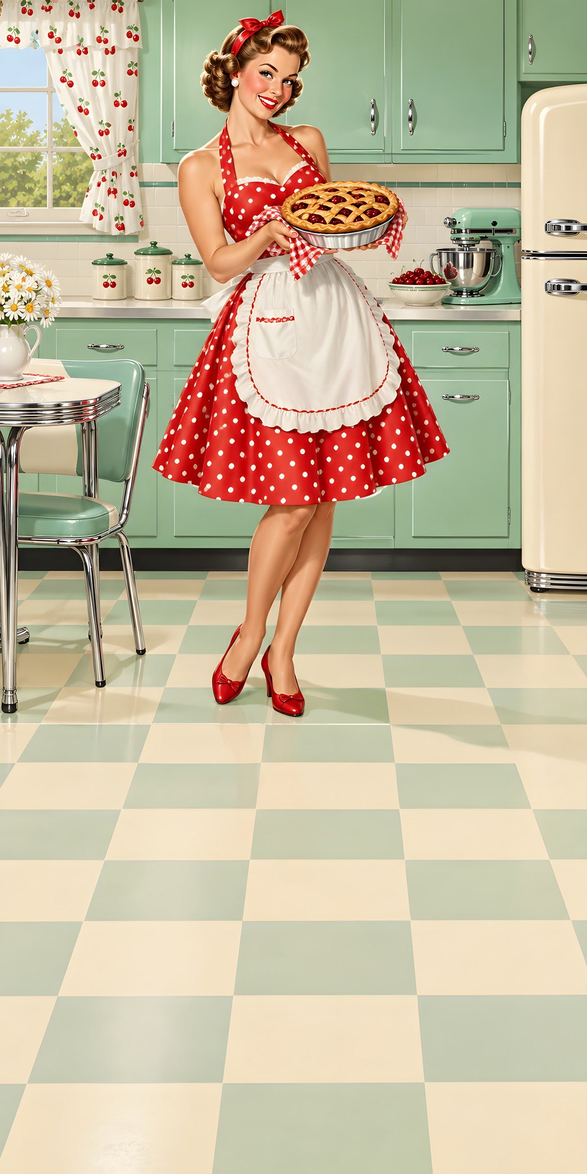 Vintage Pin-Up Kitchen fridge wrap full design