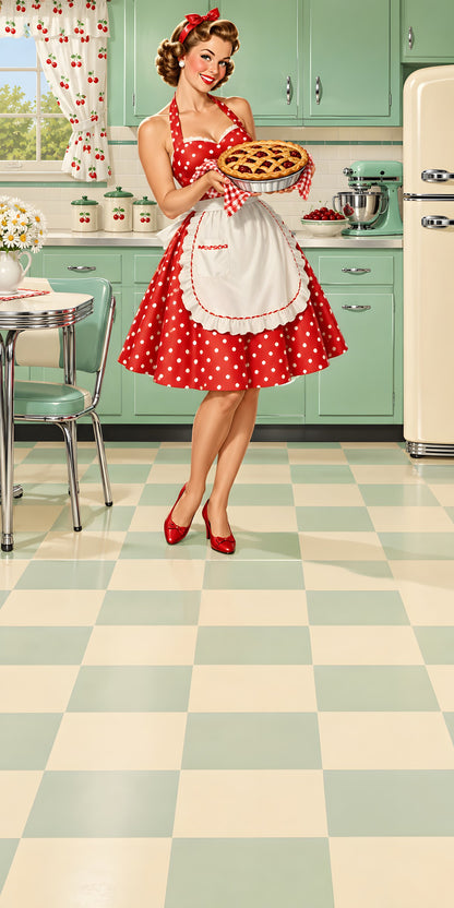 Vintage Pin-Up Kitchen fridge wrap full design