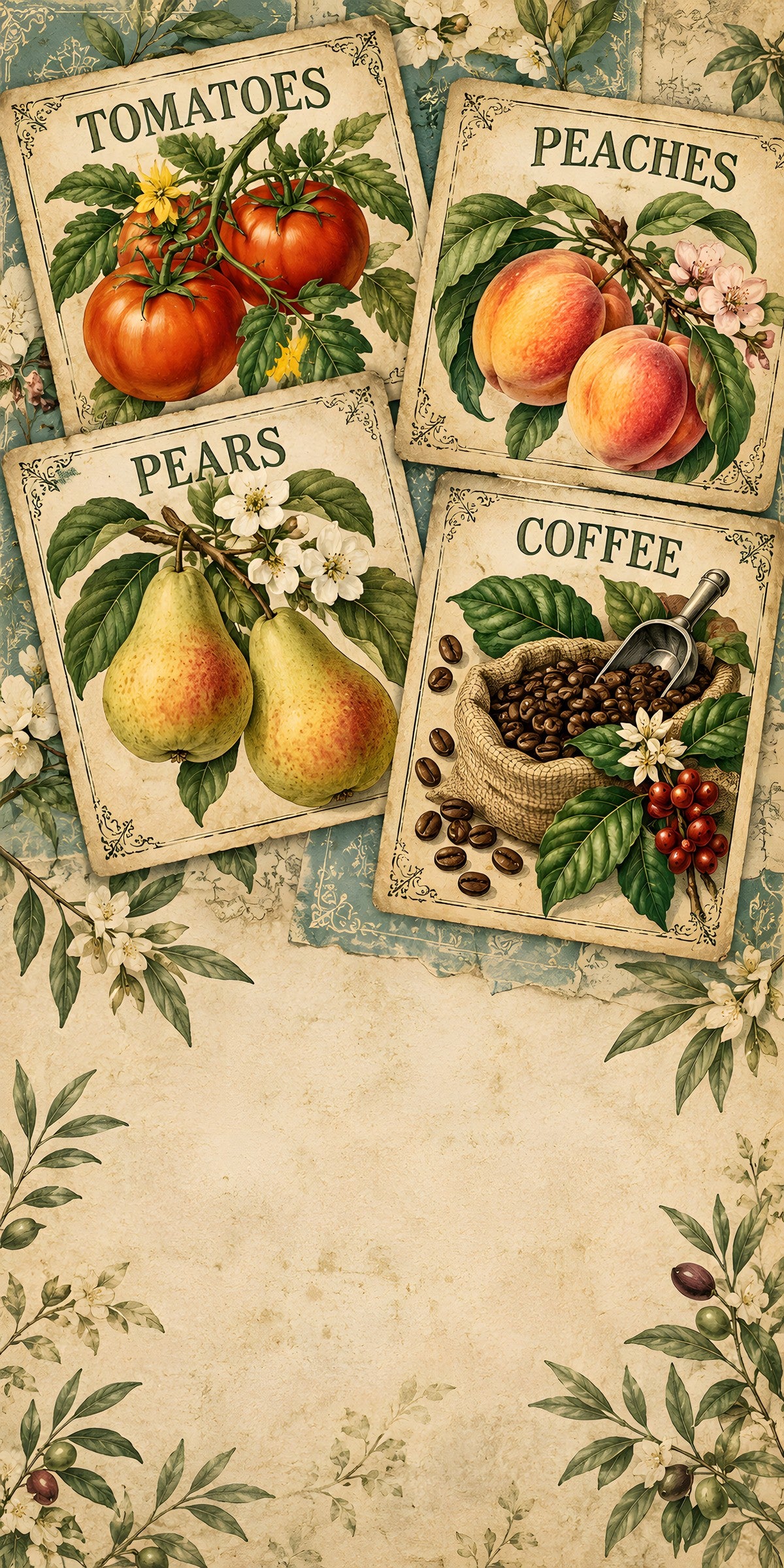 Vintage Produce Labels fridge wrap full design