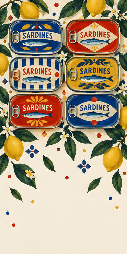 Vintage Sardine Tins fridge wrap full design