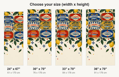 Vintage Sardine Tins fridge wrap available sizes 24, 30, 33 and 36 inch