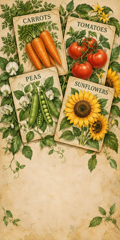 Vintage Seed Packets fridge wrap full design