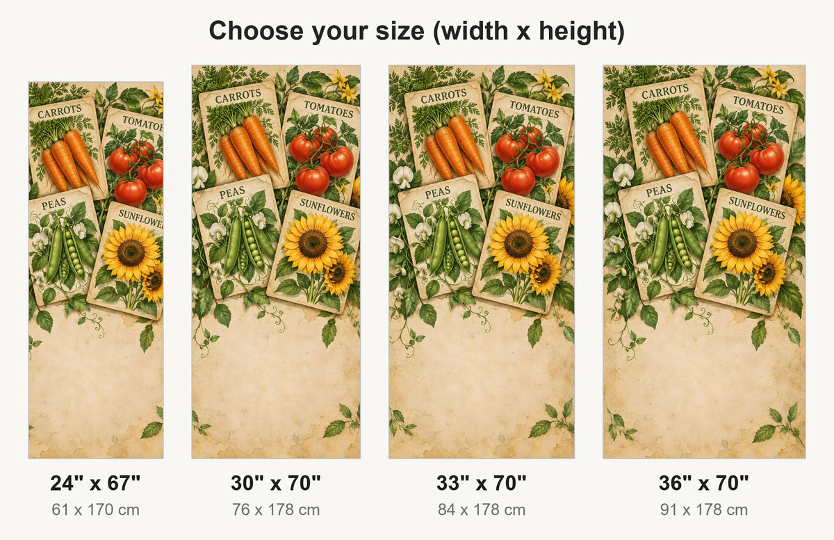 Vintage Seed Packets fridge wrap available sizes 24, 30, 33 and 36 inch