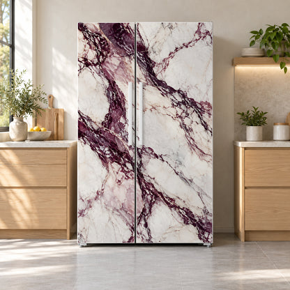 Viola Marble fridge wrap on a side-by-side refrigerator