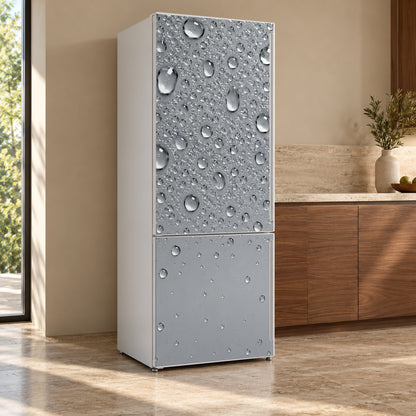 Water Drops fridge wrap, refrigerator shown at an angle