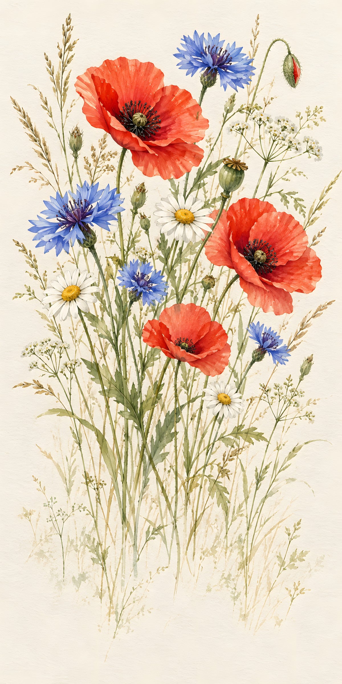 Watercolor Wildflowers fridge wrap full design