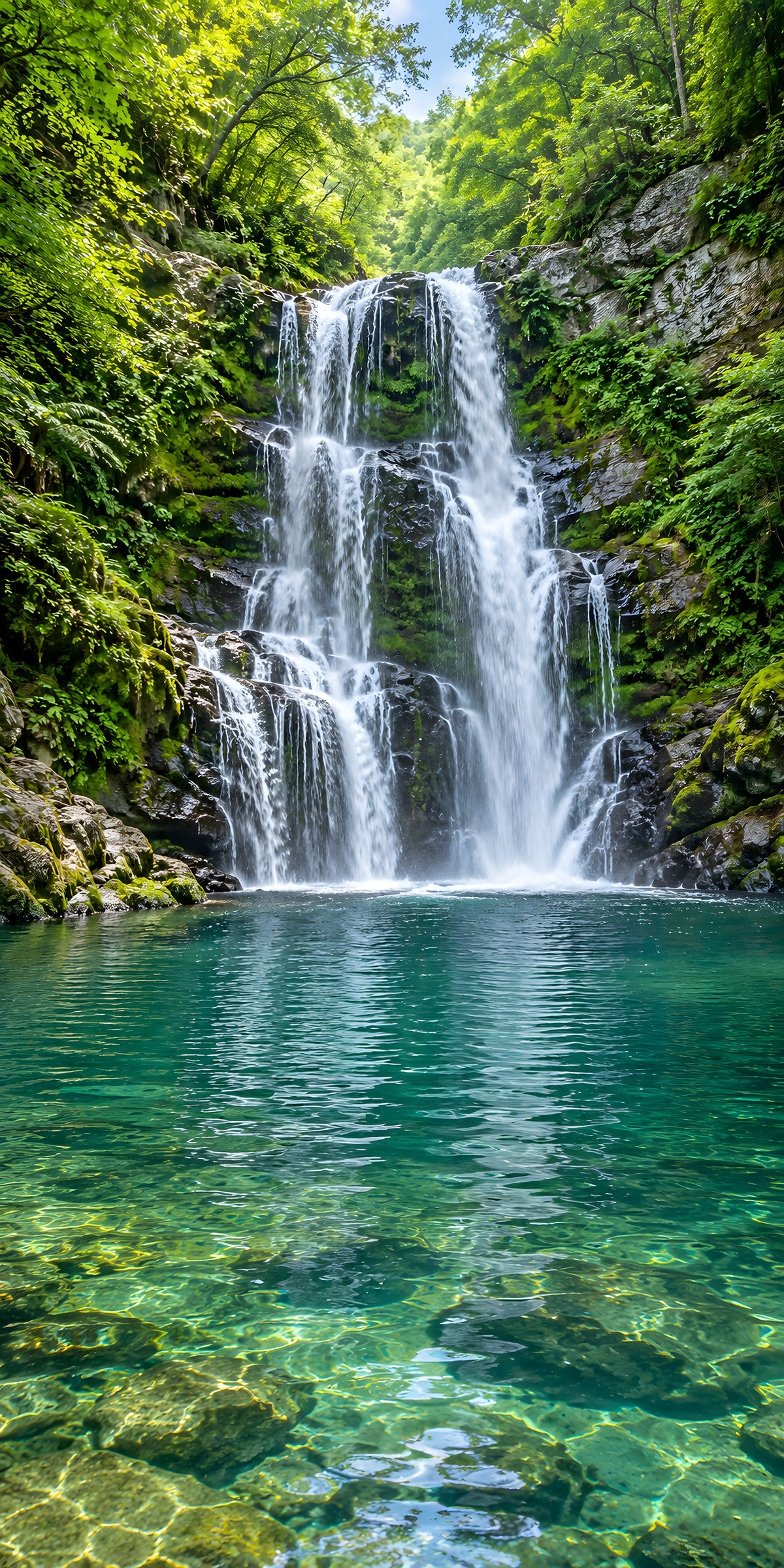 Forest Waterfall fridge wrap full design