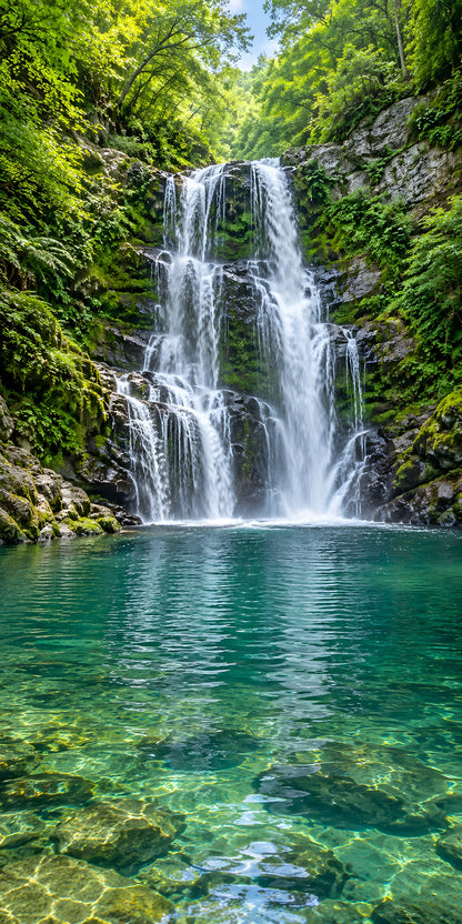 Forest Waterfall fridge wrap full design