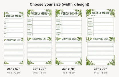 Weekly Menu Planner fridge wrap available sizes 24, 30, 33 and 36 inch