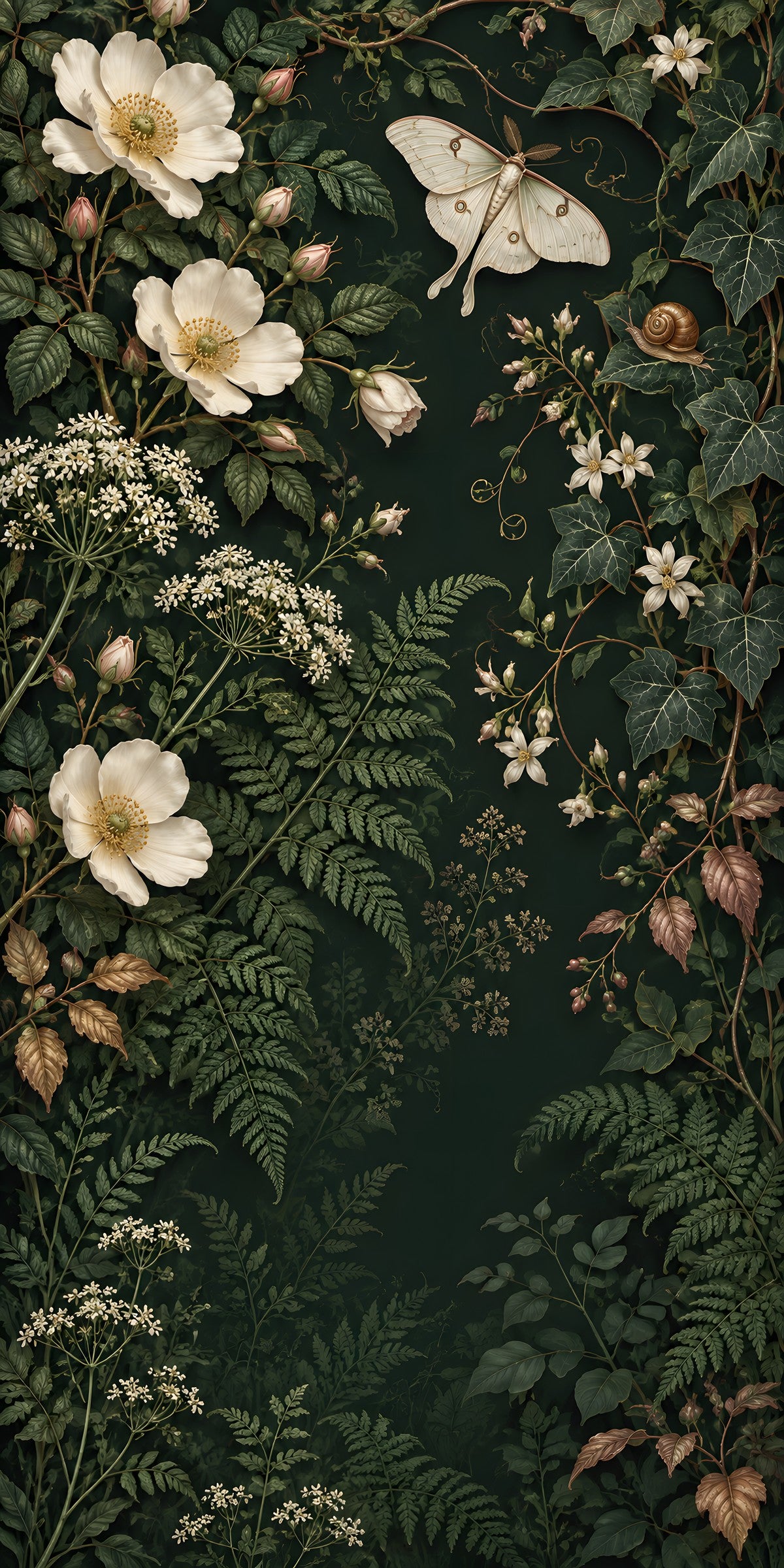 Whimsical Dark Botanical fridge wrap full design