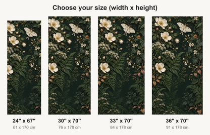Whimsical Dark Botanical fridge wrap available sizes 24, 30, 33 and 36 inch