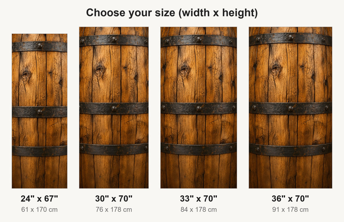 Whiskey Barrel fridge wrap available sizes 24, 30, 33 and 36 inch
