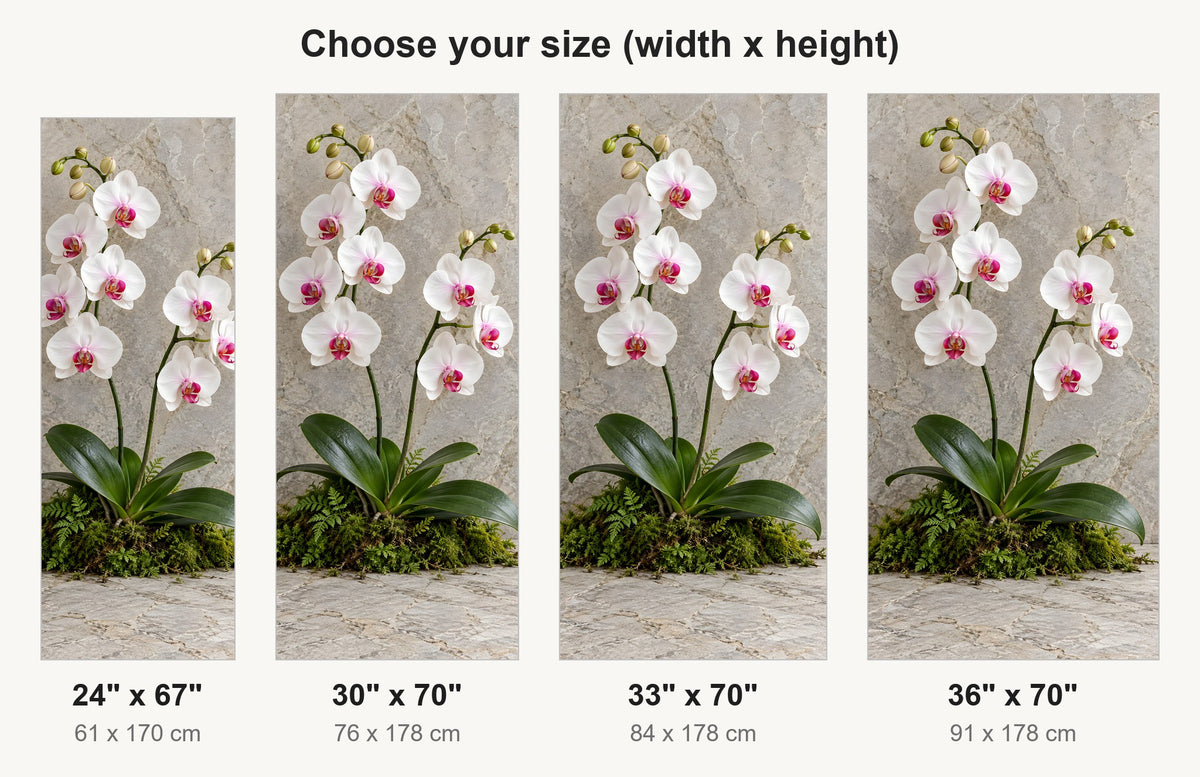 White Orchids fridge wrap available sizes 24, 30, 33 and 36 inch
