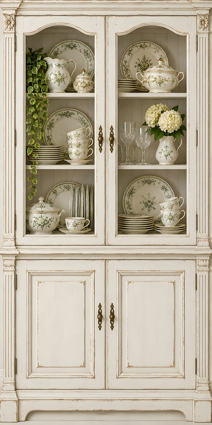 White Vintage China Cabinet fridge wrap full design