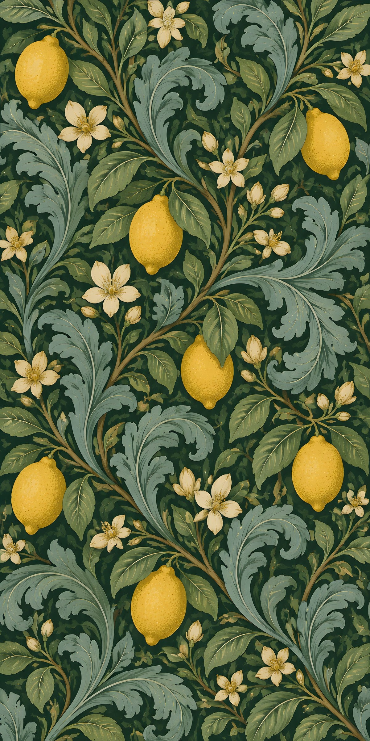 William Morris Style Lemons fridge wrap full design