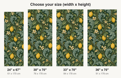William Morris Style Lemons fridge wrap available sizes 24, 30, 33 and 36 inch