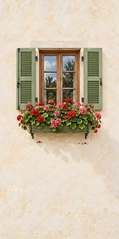 Window Box Geraniums fridge wrap full design