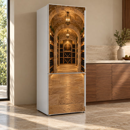 Wine Cellar fridge wrap, refrigerator shown at an angle