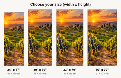 Wine Country Vineyard Sunset fridge wrap available sizes 24, 30, 33 and 36 inch