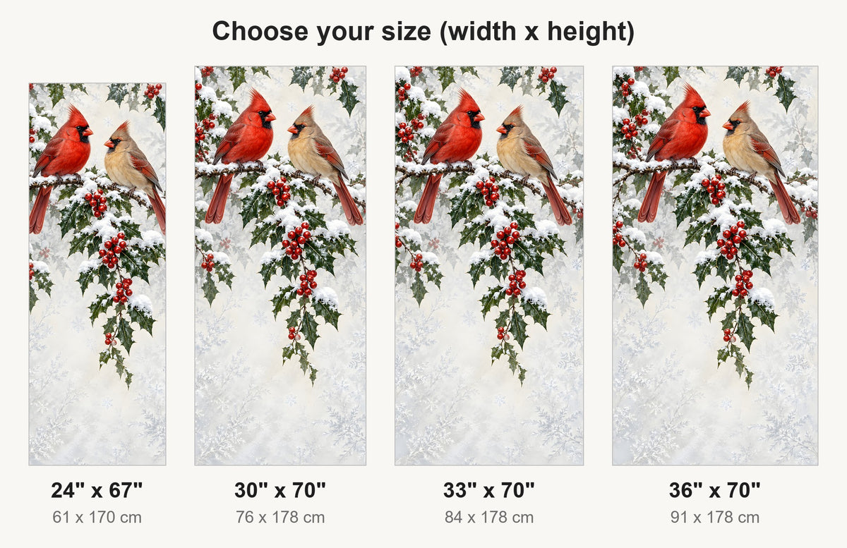 Winter Cardinals fridge wrap available sizes 24, 30, 33 and 36 inch