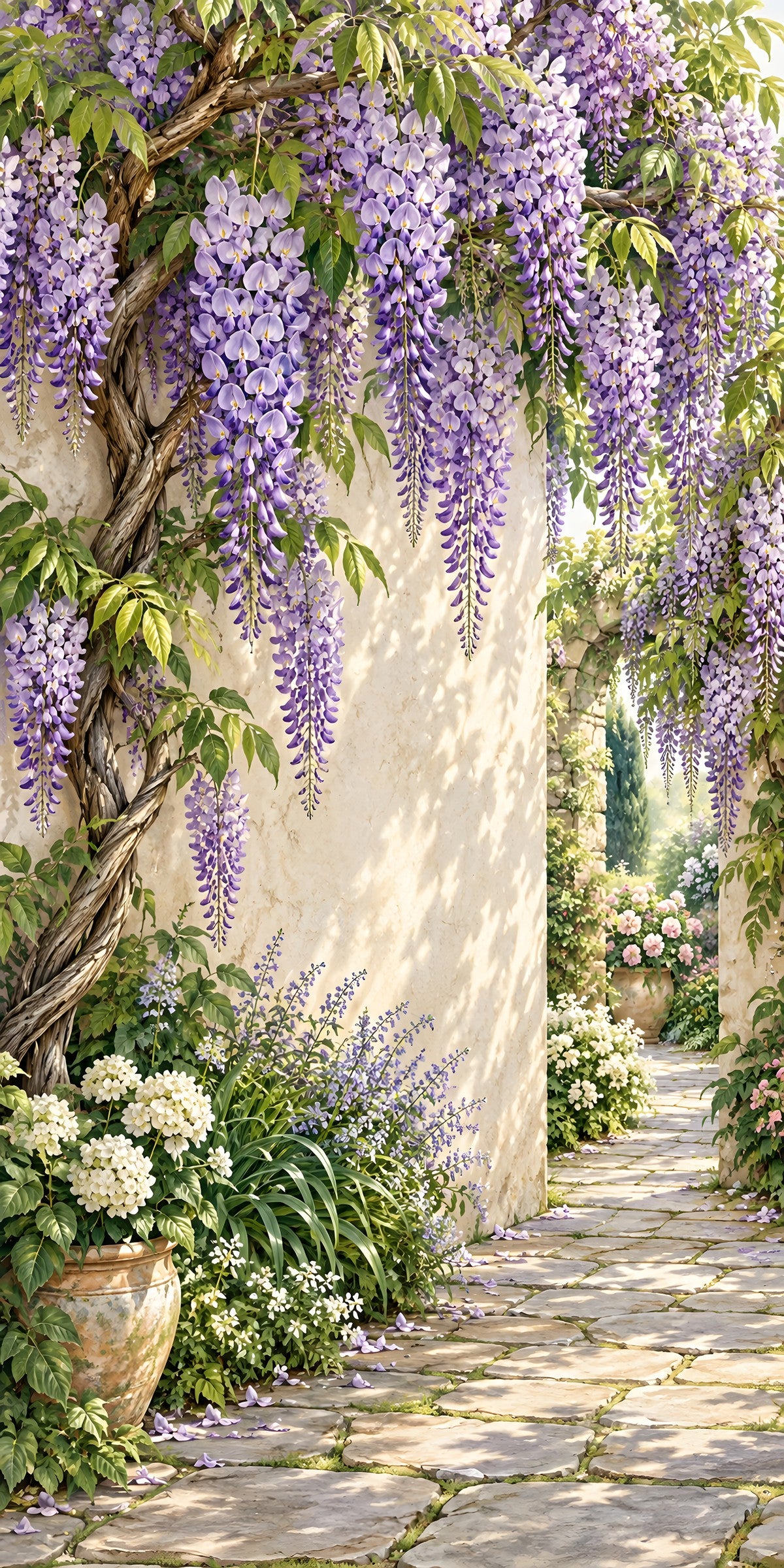 Wisteria Cascade fridge wrap full design