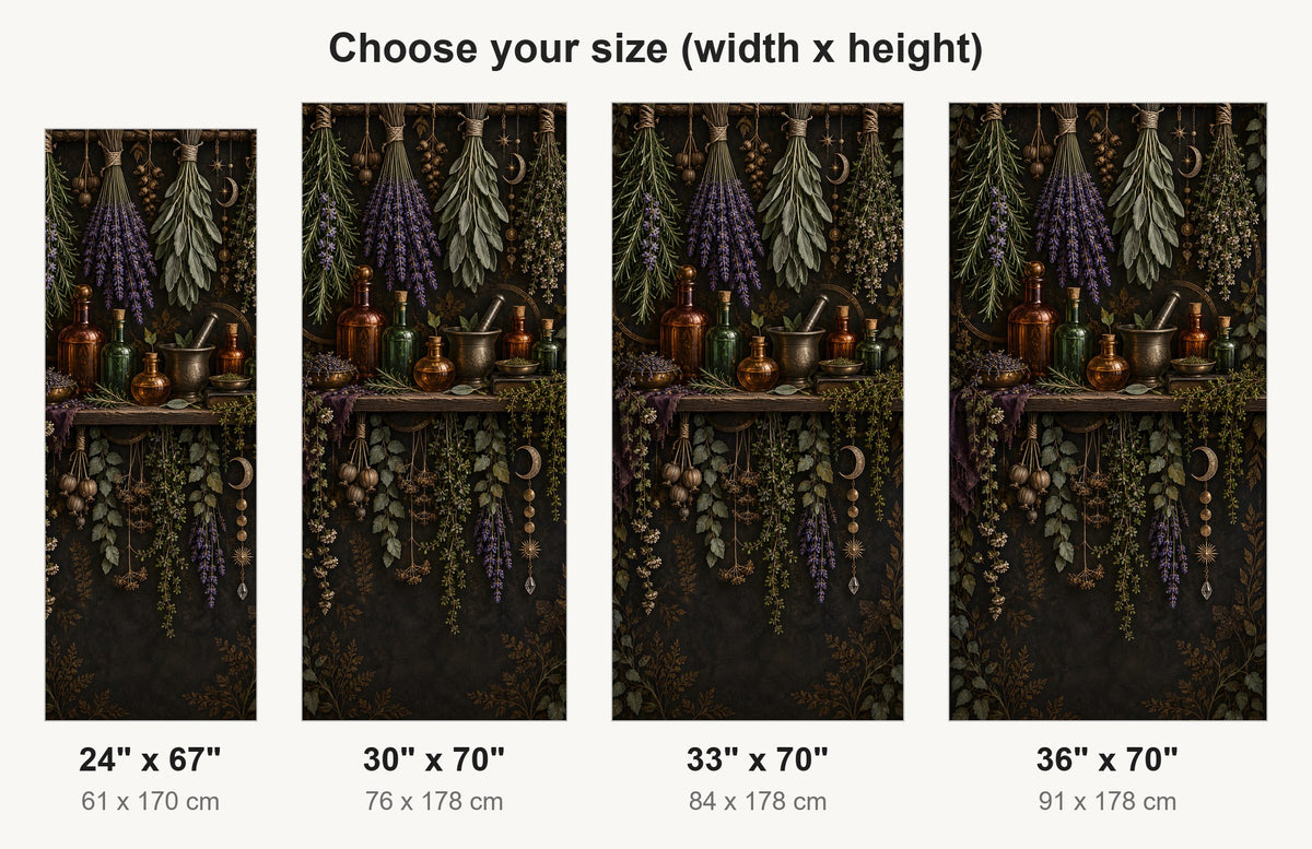 Witchy Herb Shelf fridge wrap available sizes 24, 30, 33 and 36 inch