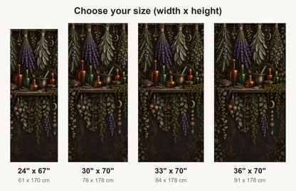 Witchy Herb Shelf fridge wrap available sizes 24, 30, 33 and 36 inch
