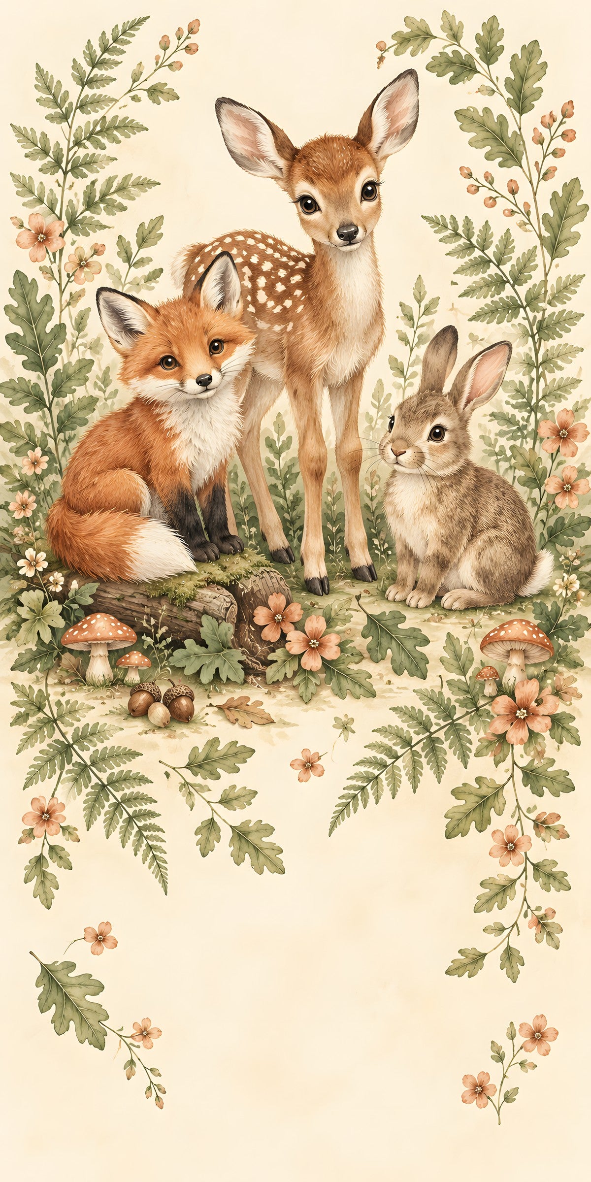 Woodland Nursery Animals fridge wrap full design
