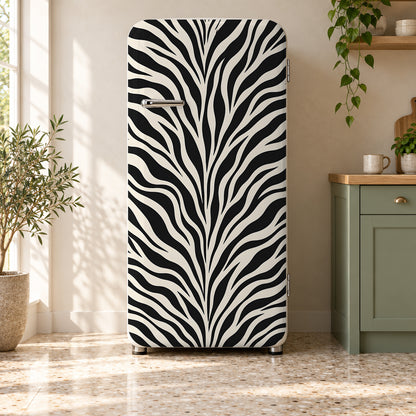 Zebra Print fridge wrap on a retro refrigerator