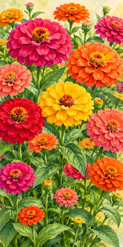 Zinnias fridge wrap full design