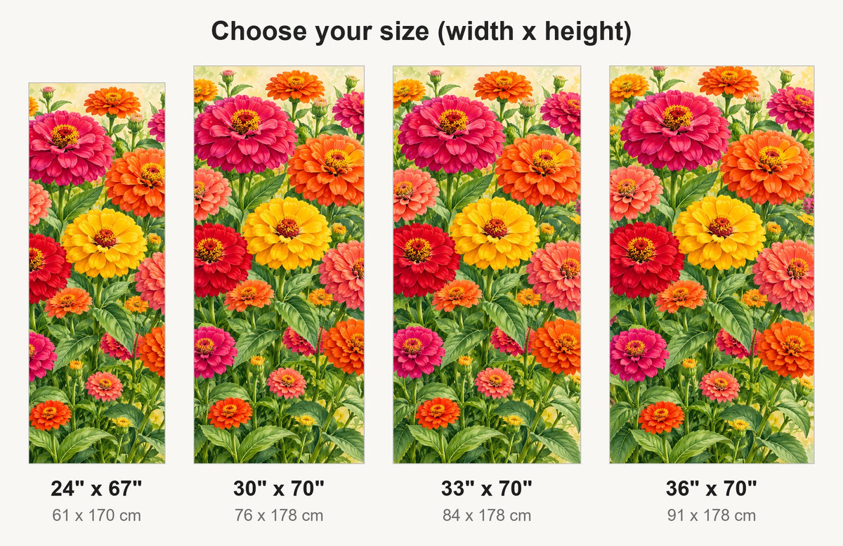 Zinnias fridge wrap available sizes 24, 30, 33 and 36 inch